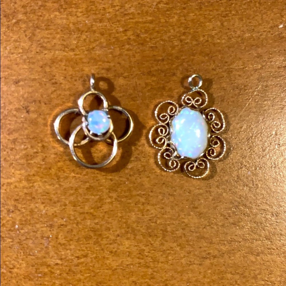 Gorgeous Opal Pendants Gold Accent